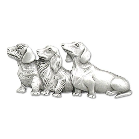 Pewter Three Dogs Brooch Pin - Click Image to Close